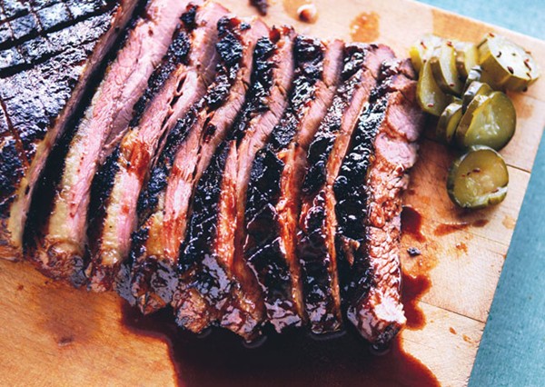 Braised brisket with bourbon-peach glaze