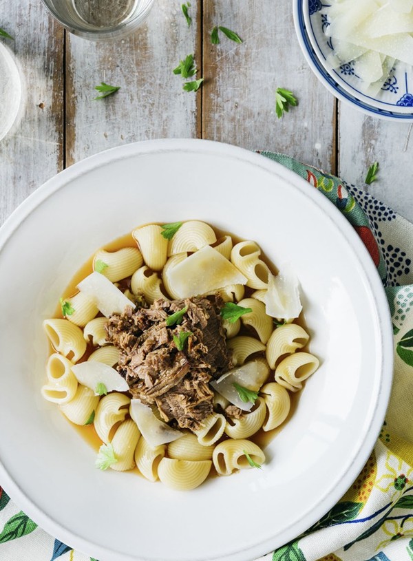 Braised brisket with pasta