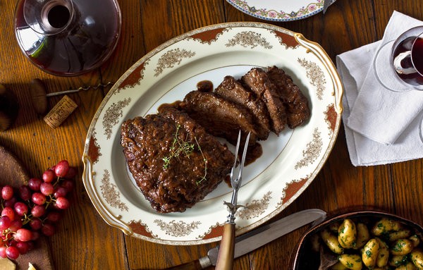Braised brisket with plums, star anise and Port