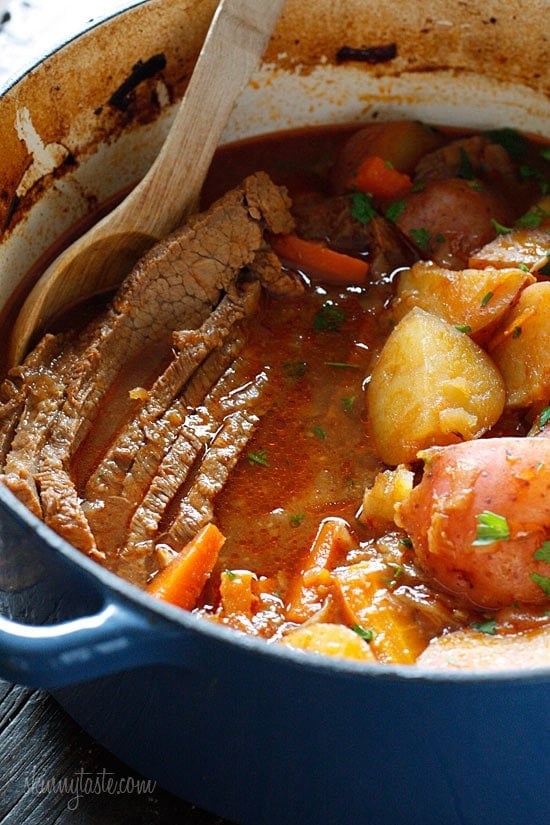 Braised brisket with potatoes and carrots