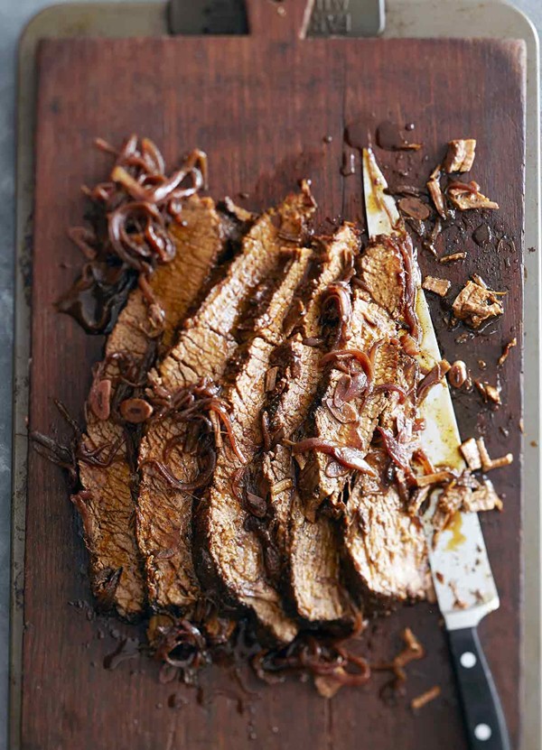 Braised brisket with red wine and honey