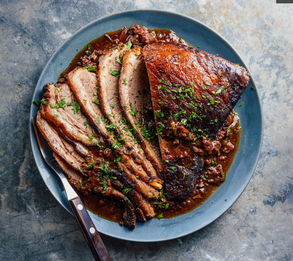 Braised brisket with tomatoes & onions