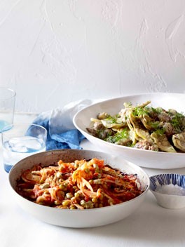 Braised broad beans and peas