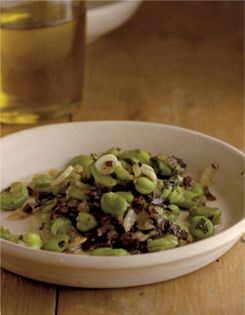 Braised broad beans with ham and mint (Habas con jamón)