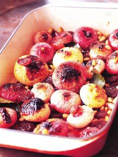 Braised broad beans with pancetta and Swiss chard (Schiafata)