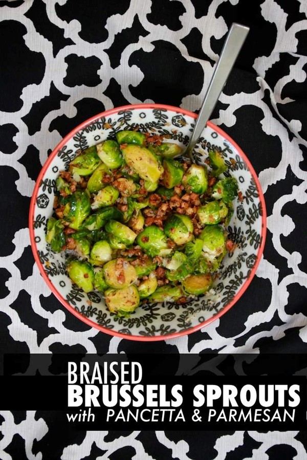 Braised Brussels sprouts with pancetta and Parmesan