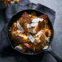 Braised cabbage and apple wedges with pecorino