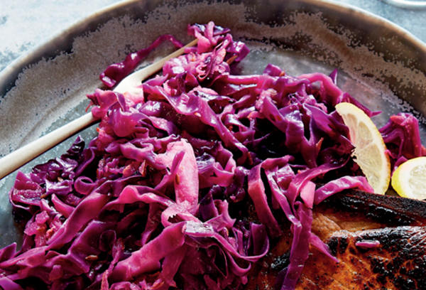 Braised cabbage with pears & cumin
