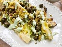 Braised cabbage with whipped feta & basil dip
