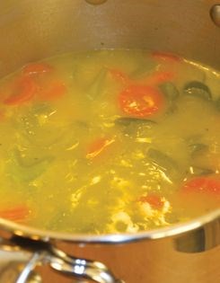 Braised celery and carrots in butter sauce