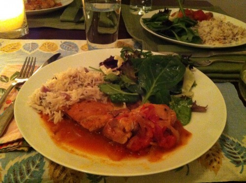 Braised chicken legs and thighs with ginger and tomato