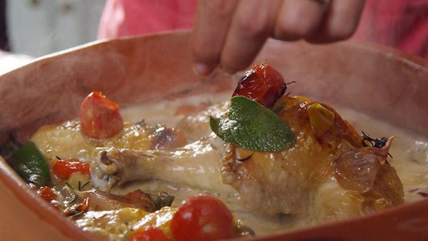 Braised chicken Marylands with wine and tomatoes (Pollo in potacchio)
