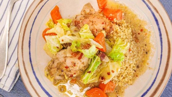 Braised chicken thighs with winter vegetables