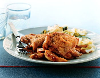 Braised chicken with apples and sage