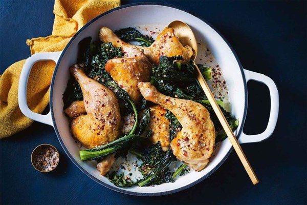 Braised chicken with cavalo nero and mascarpone