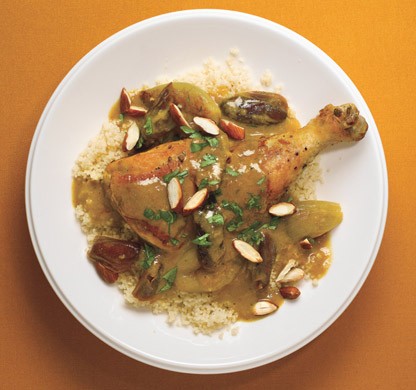 Braised chicken with dates and Moroccan spices