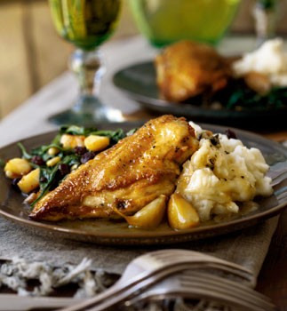 Braised chicken with garlic and white wine