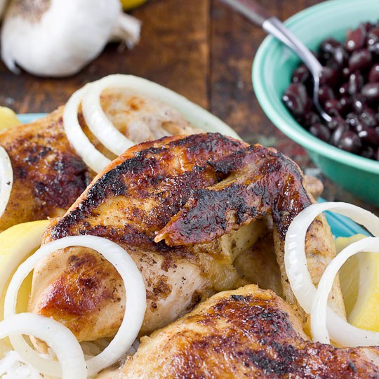 Braised chicken with mojo sauce