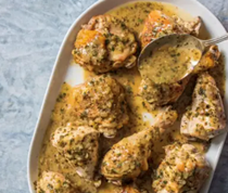 Braised chicken with mustard and herbs