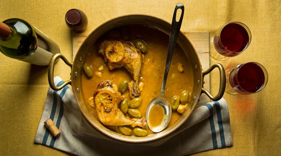 Braised chicken with preserved lemon and olives