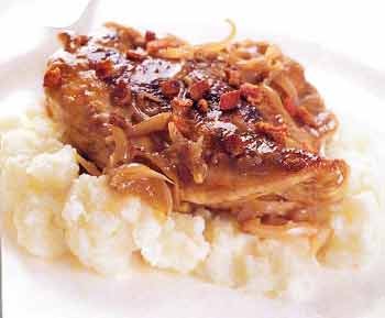 Braised chicken with shallots, garlic, and balsamic vinegar