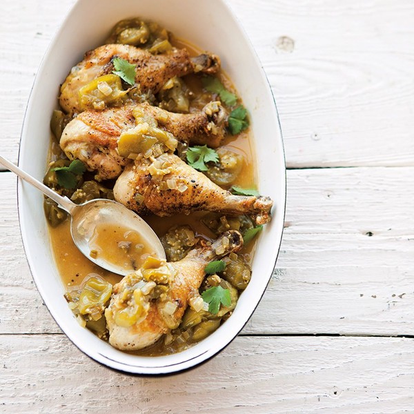 Braised chicken with tomatillos & cilantro