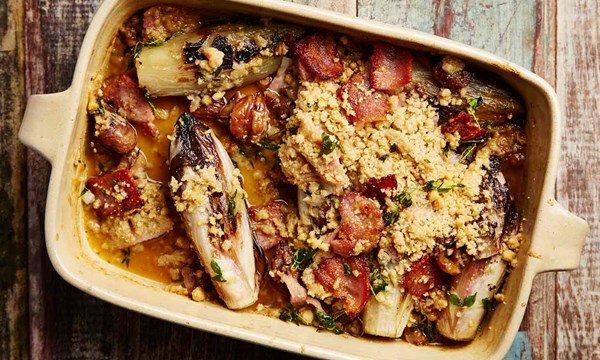 Braised Chicory With Chestnuts And Bacon Recipe Eat Your Books