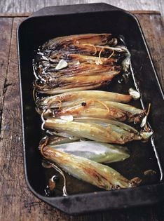 Braised chicory with orange and juniper