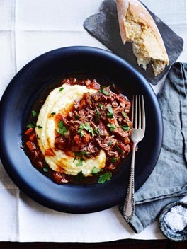 Braised duck, Valpolicella, tomato and rosemary with polenta