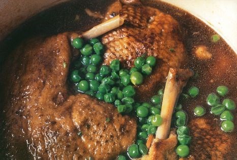 Braised duck with peas