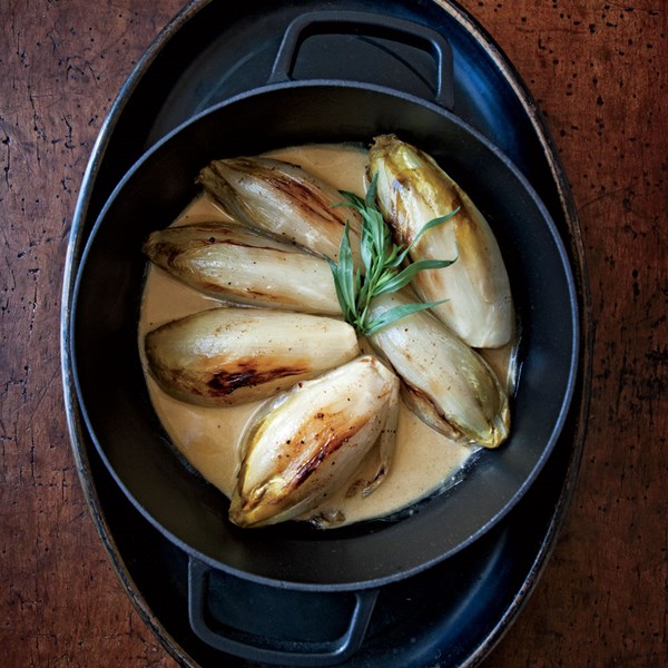 Braised endive in cream sauce
