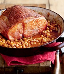 Braised gammon and quick Boston beans