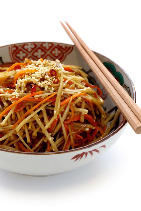 Braised gobo (Kin pira gobo)