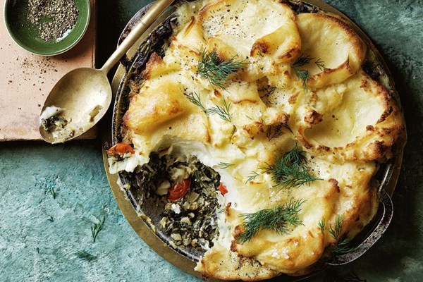 Braised greens, feta and ricotta cottage pie