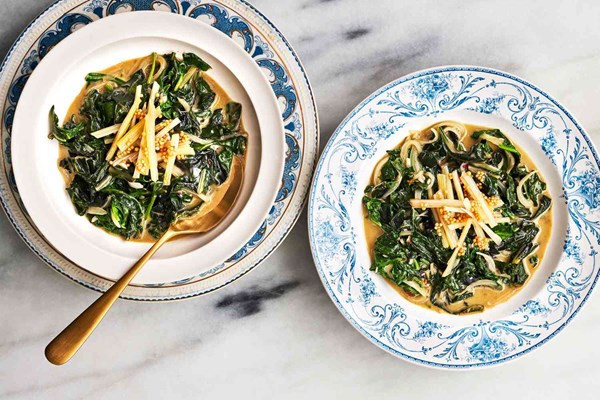 Braised greens in coconut milk