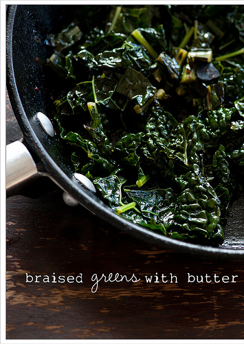 Braised greens with butter