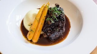 Braised Irish beef cheek with anchovy, pickled walnuts and mash