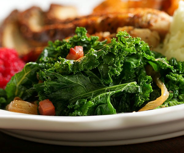 Braised kale with pancetta