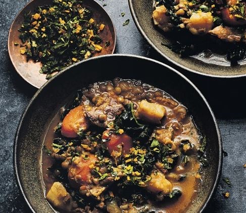 Braised lamb & lentils with Seville orange gremolata