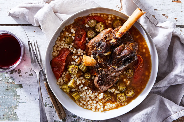 Braised lamb & okra stew from Flavors From Afar