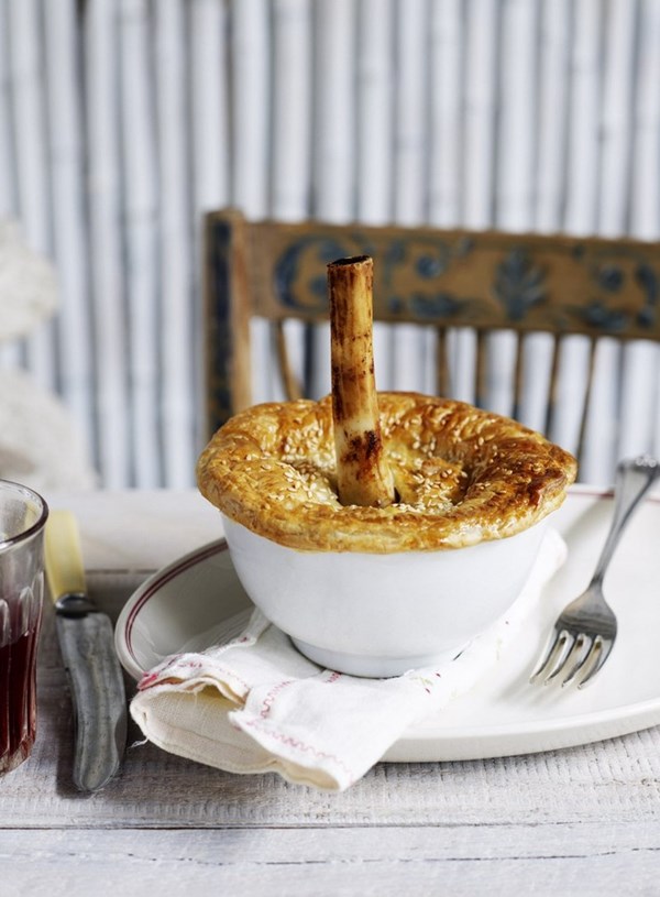 Braised lamb shank and porcini pies