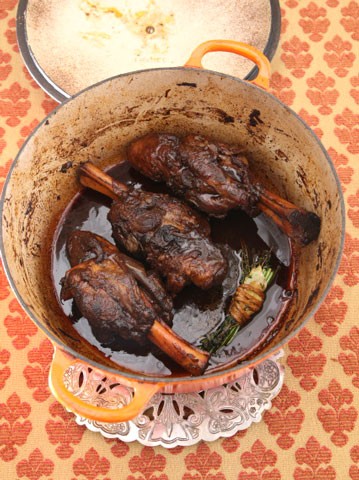 Braised lamb shanks
