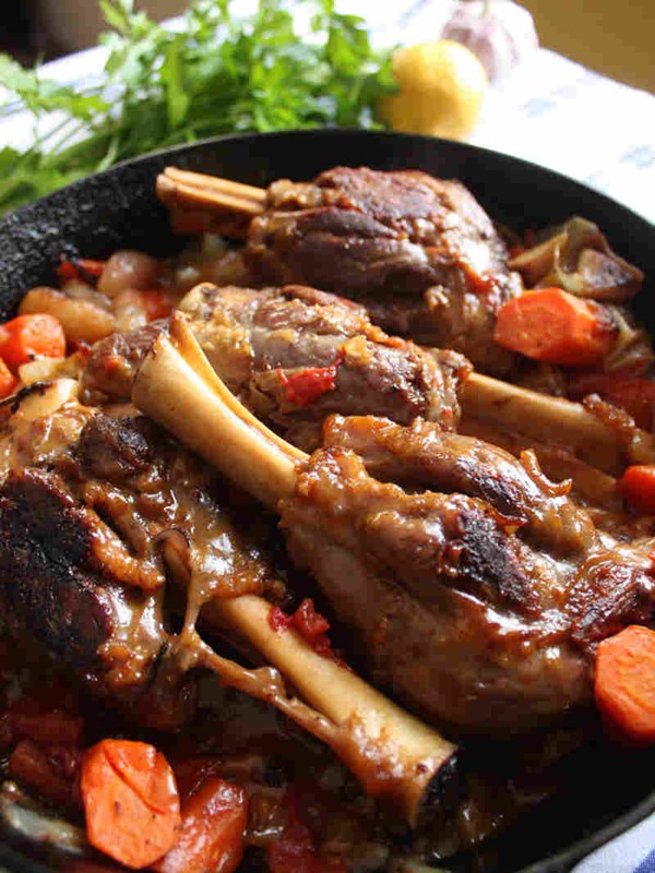 Braised lamb shanks