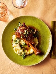 Braised lamb shanks with gingery Meyer lemon relish