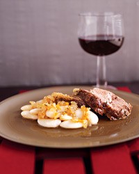 Braised lamb with giant white beans