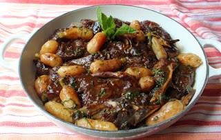 Braised lamb with radishes and mint