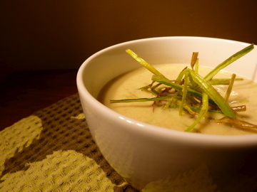 Braised leek and bacon bisque