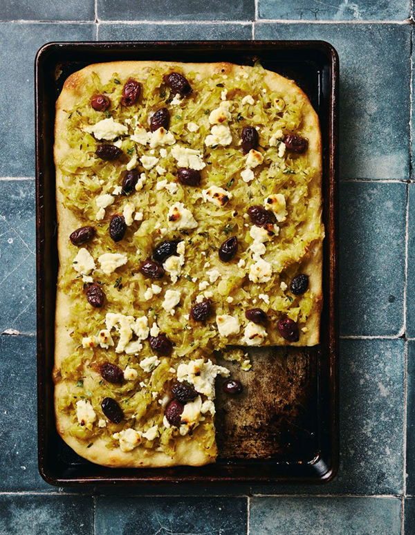 Braised leek flatbread