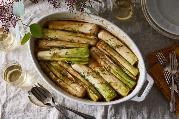Braised leeks