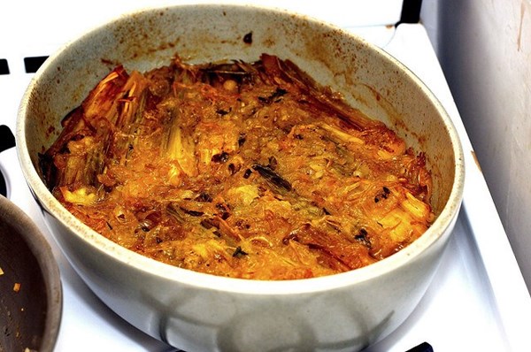 Braised leeks